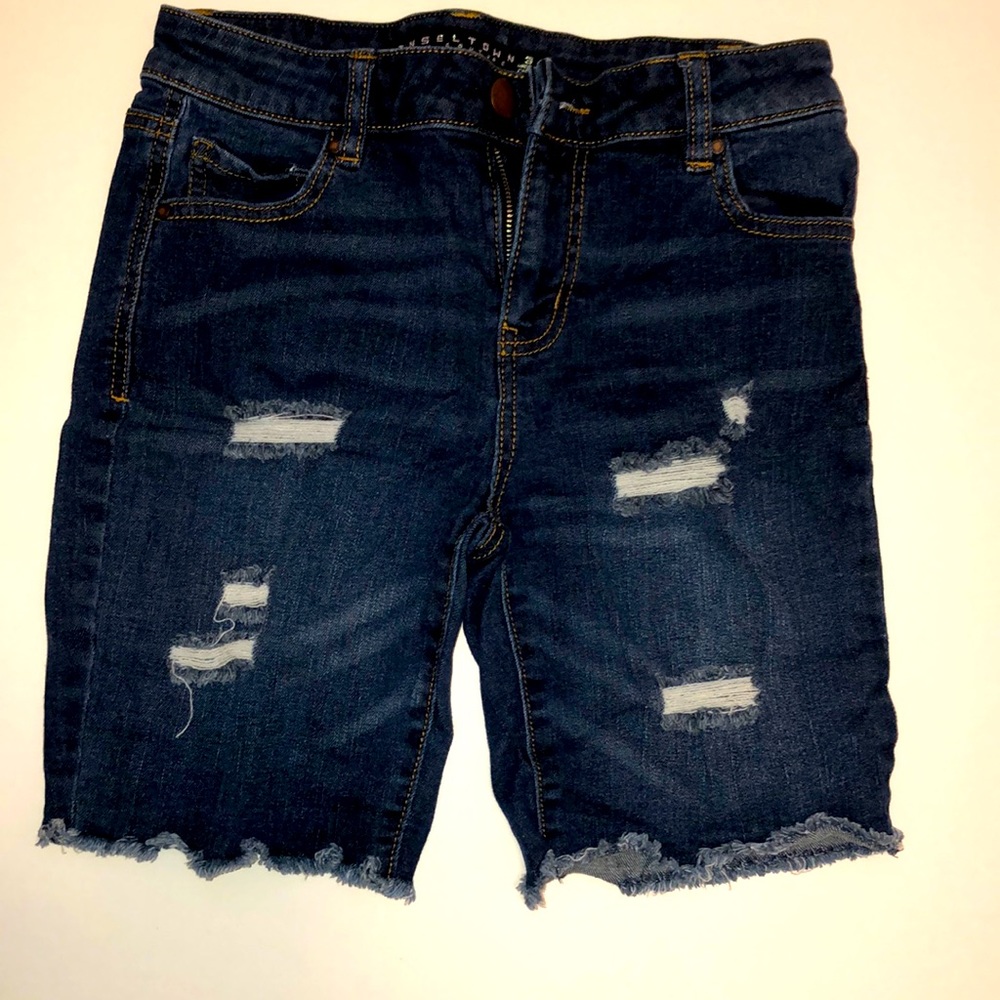 Denim dark wash cut off shorts